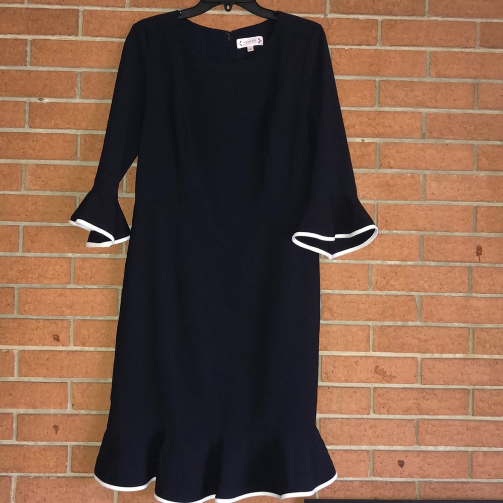 🎭NANETTE LEPORE🎭CREPE FLOUNCE HEM MIDI DRESS🎭 - Picture 4 of 7